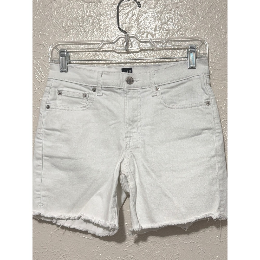 Gap Denim Womens White Raw Hem 5 Inch Inseam Denim Shorts Size 24 Regular